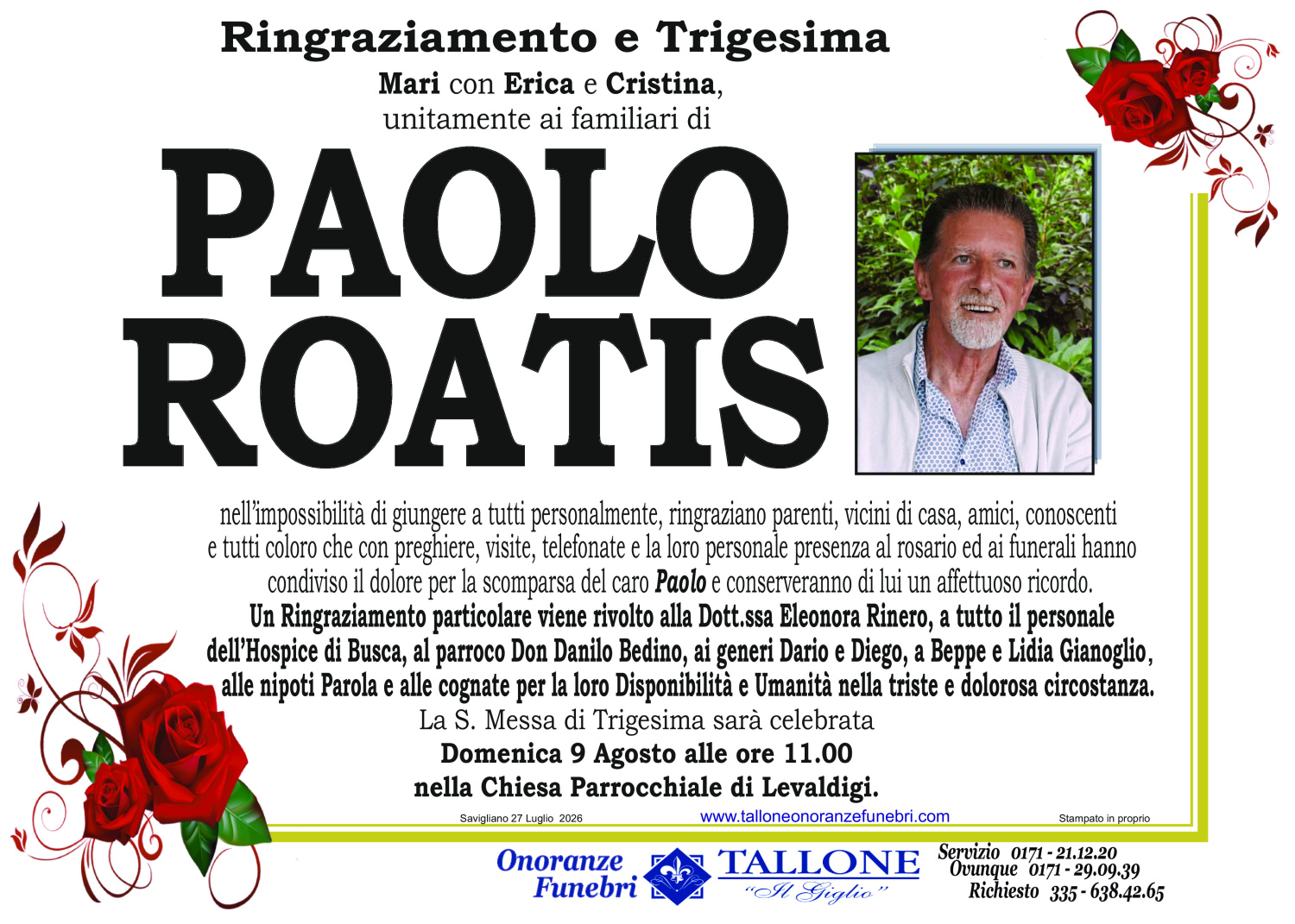 <br />
<b>Warning</b>:  Undefined variable $info in <b>/home/tallone/public_html/ringraziamenti.php</b> on line <b>68</b><br />
Paolo Roatis